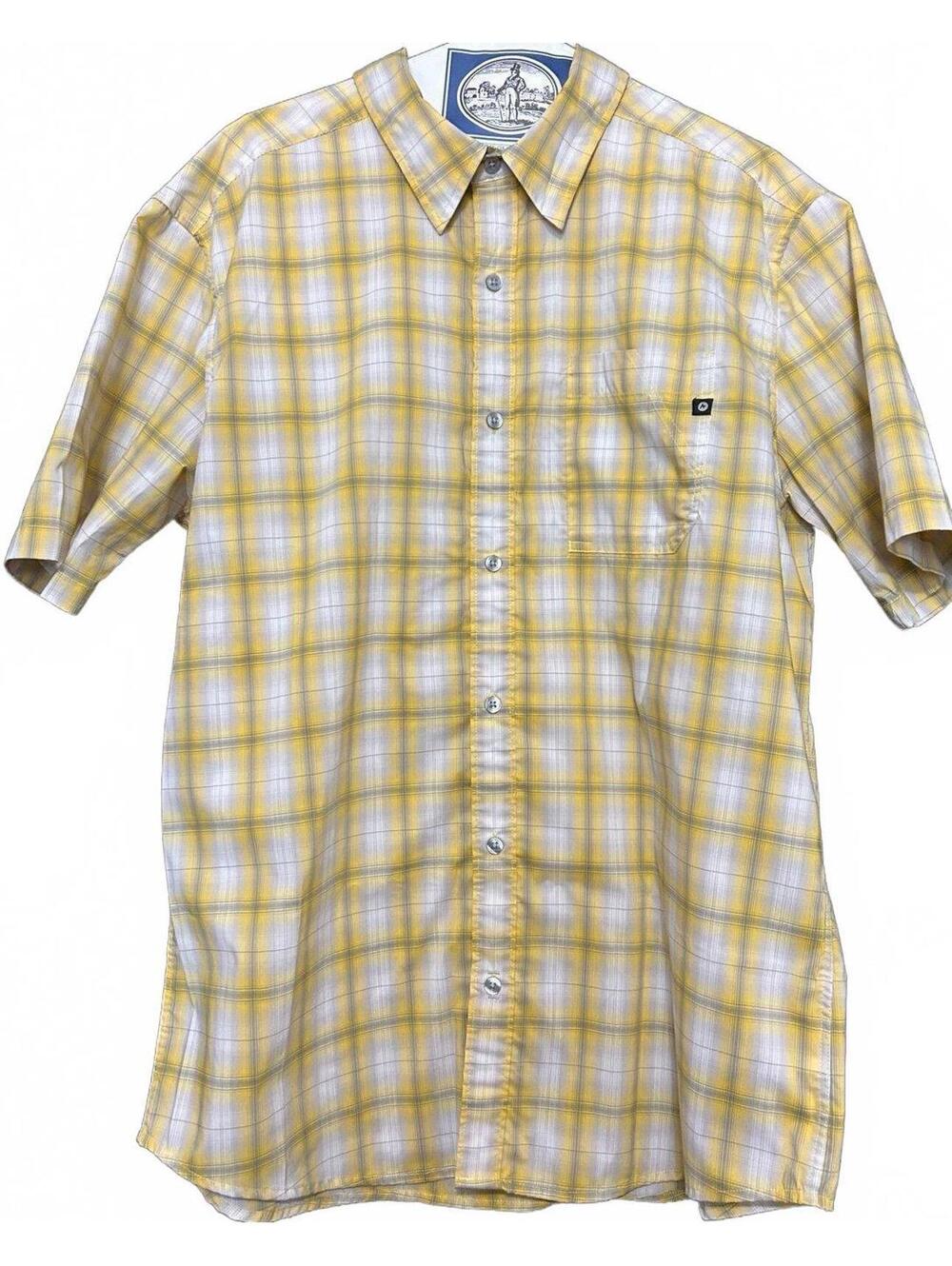 Marmot Yellow and Gray Plaid Short Sleeve  Shirt sz Large